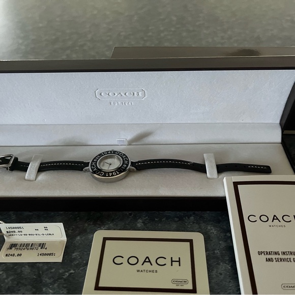 Coach Black Leather Strap Women’s Watch - Picture 1 of 5